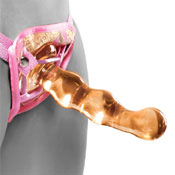 Arnés-culotte con dildo-plug de cristal soplado Arnés-culotte con dildo-plug de cristal soplado