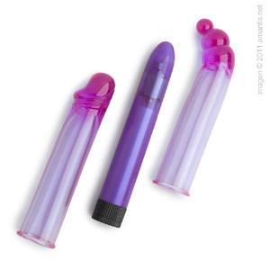 Vibrador con fundas púrpura