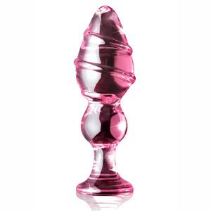 Plug anal macizo de cristal soplado con relieve en espiral