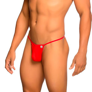 Tanga Rojo en forma de V de microfibra