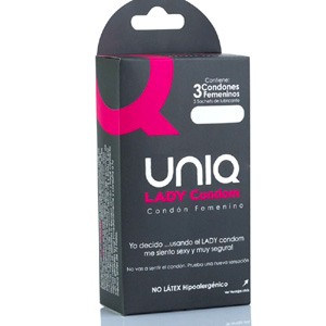 UNIQ LADY CONDOM 3uds, condón femenino sin látex y con ligas